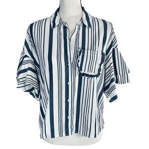 a new day Black and White Striped Blouse